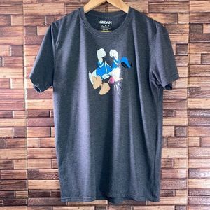 Mens Disney Donald Duck Angry Gildan Printed  Shirt Medium Gray